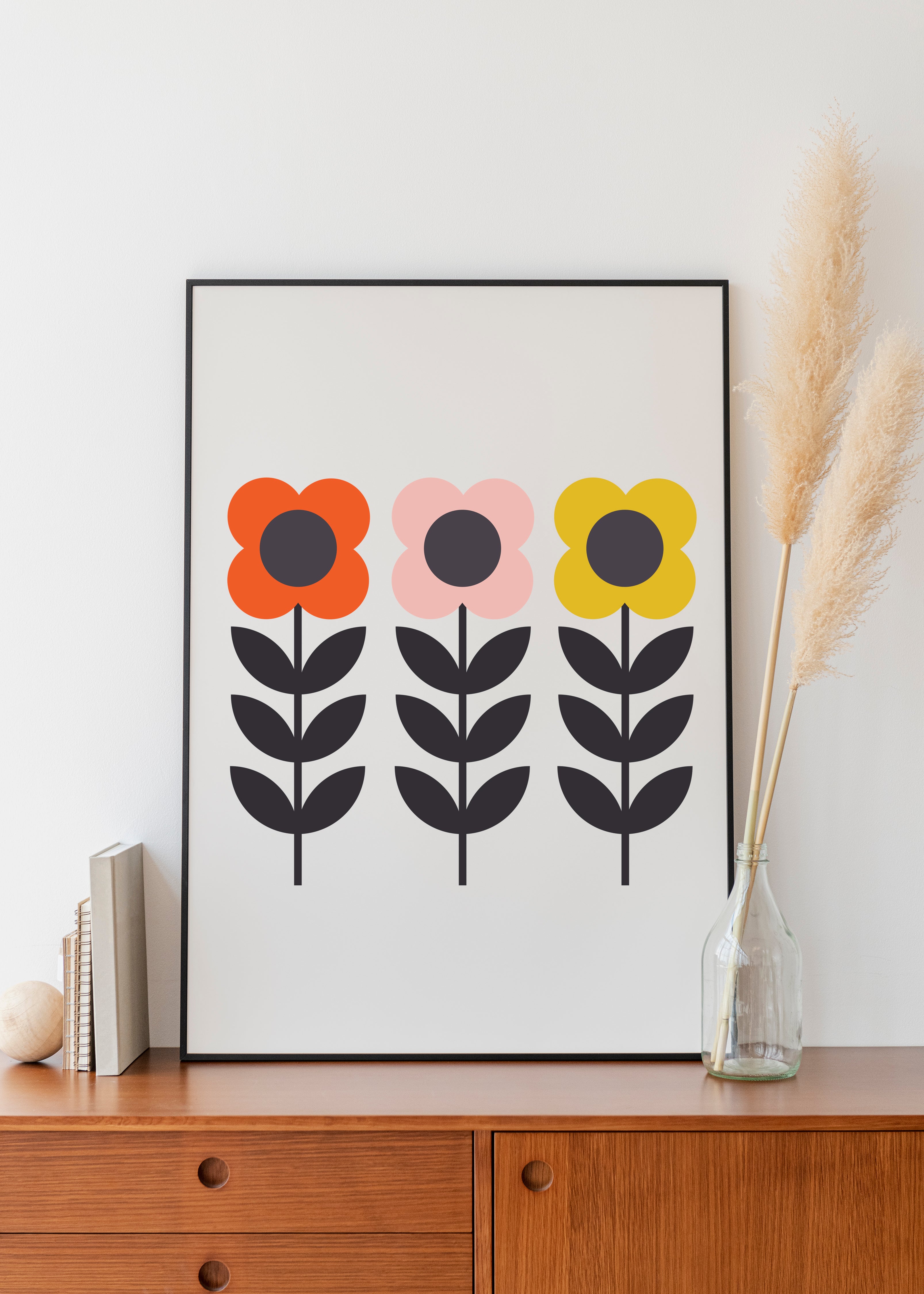 Mid century flower print, botanical print, botanical wall art, floral ...