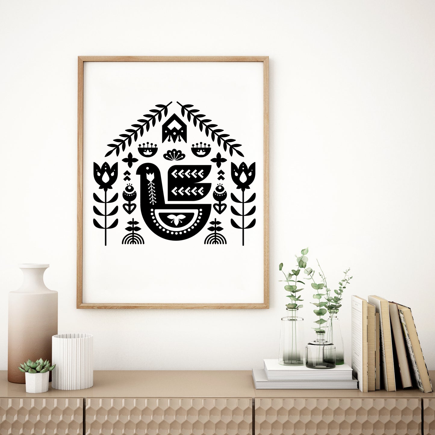 Folk print, Scandi print, Nordic wall art, Scandinavian wall art