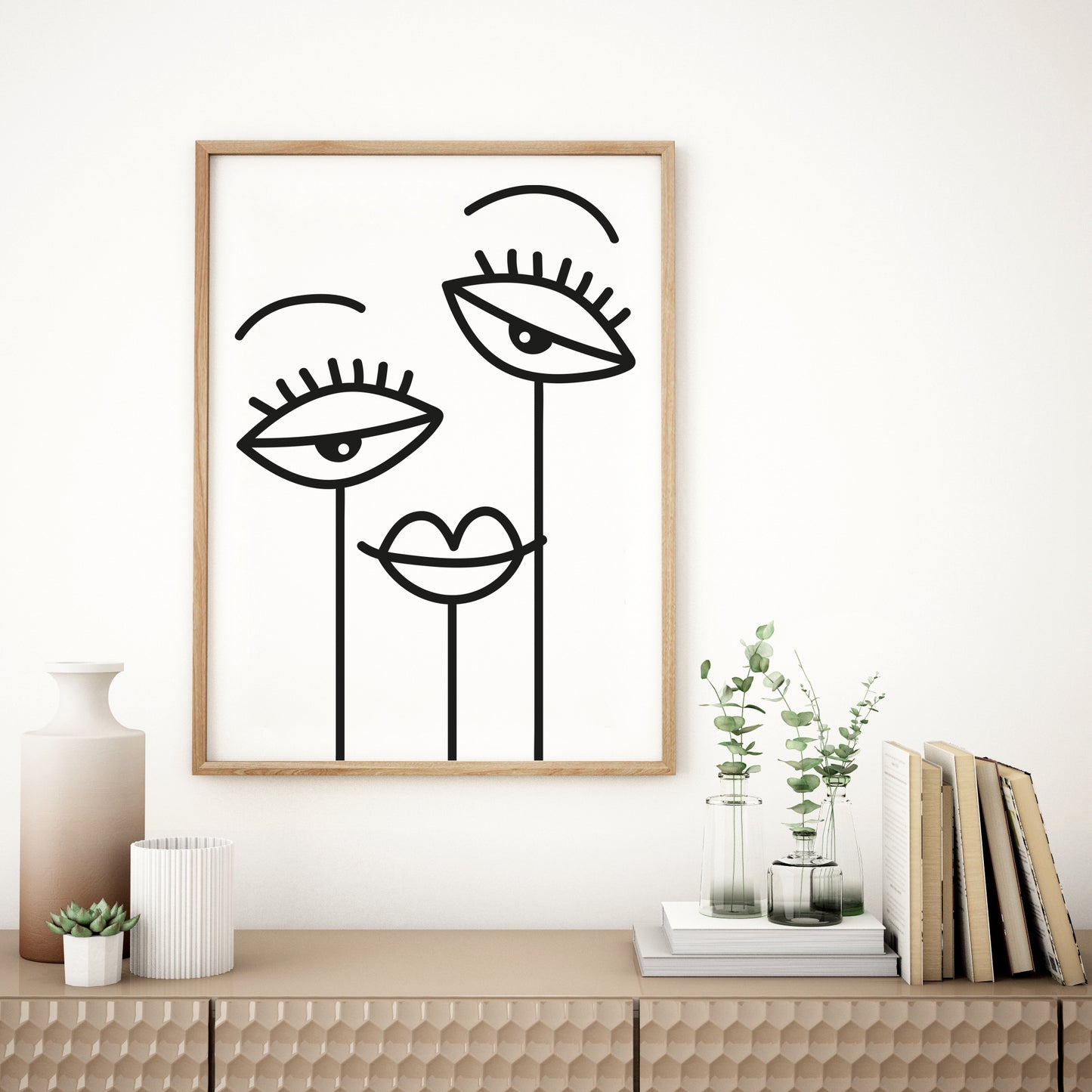 Line drawing, Nordic wall art, Boho decor.