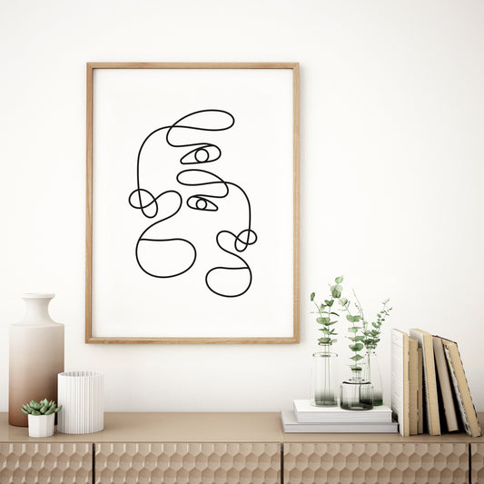 Line drawing, Nordic wall art, Boho decor.