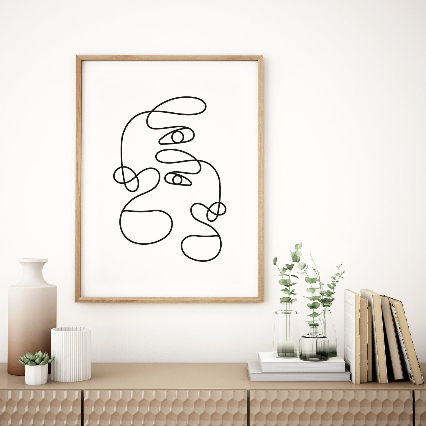 Line drawing, Line art, Nordic wall art, Boho decor.