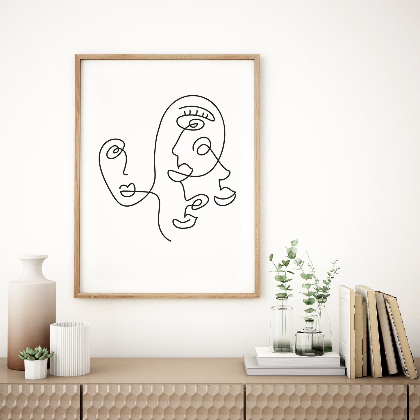 Line drawing, Nordic wall art, Boho decor.