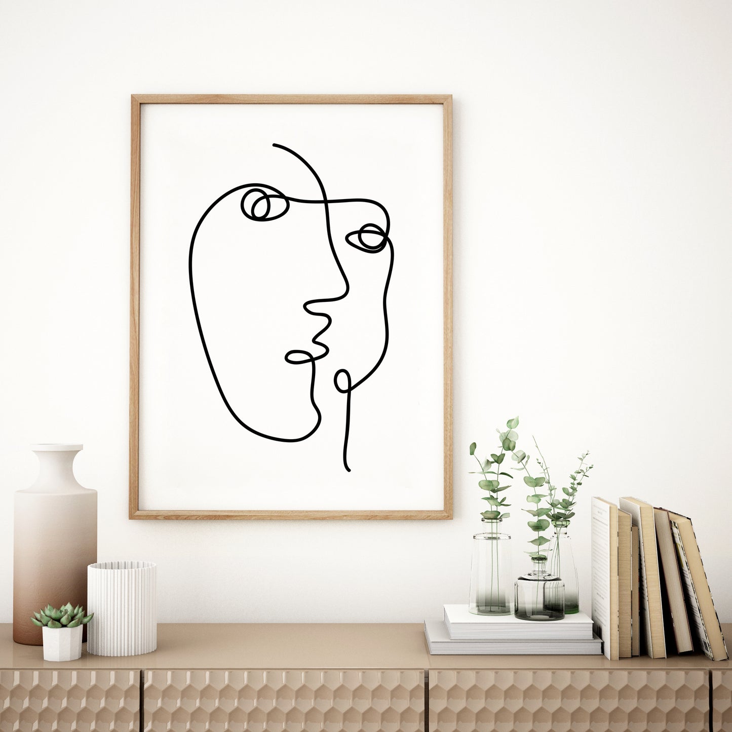 Line drawing, Nordic wall art, Boho decor.