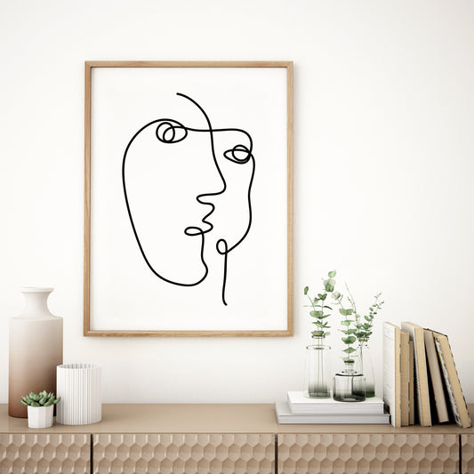 Line drawing, Nordic wall art, Boho decor.