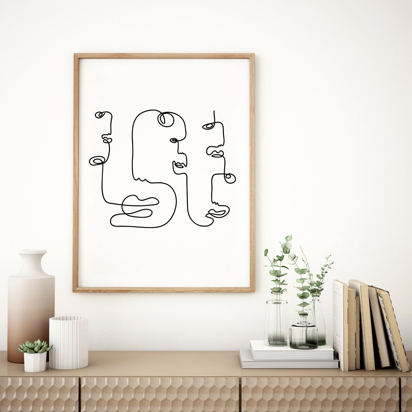 Line drawing, Nordic wall art, Boho decor.