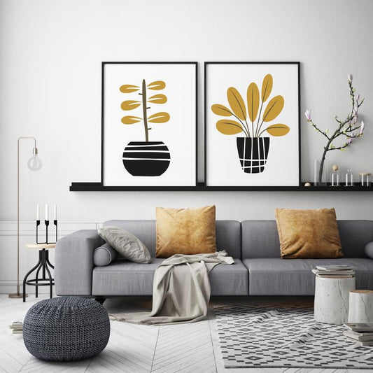 Scandinavian wall art set. Scandi plant print