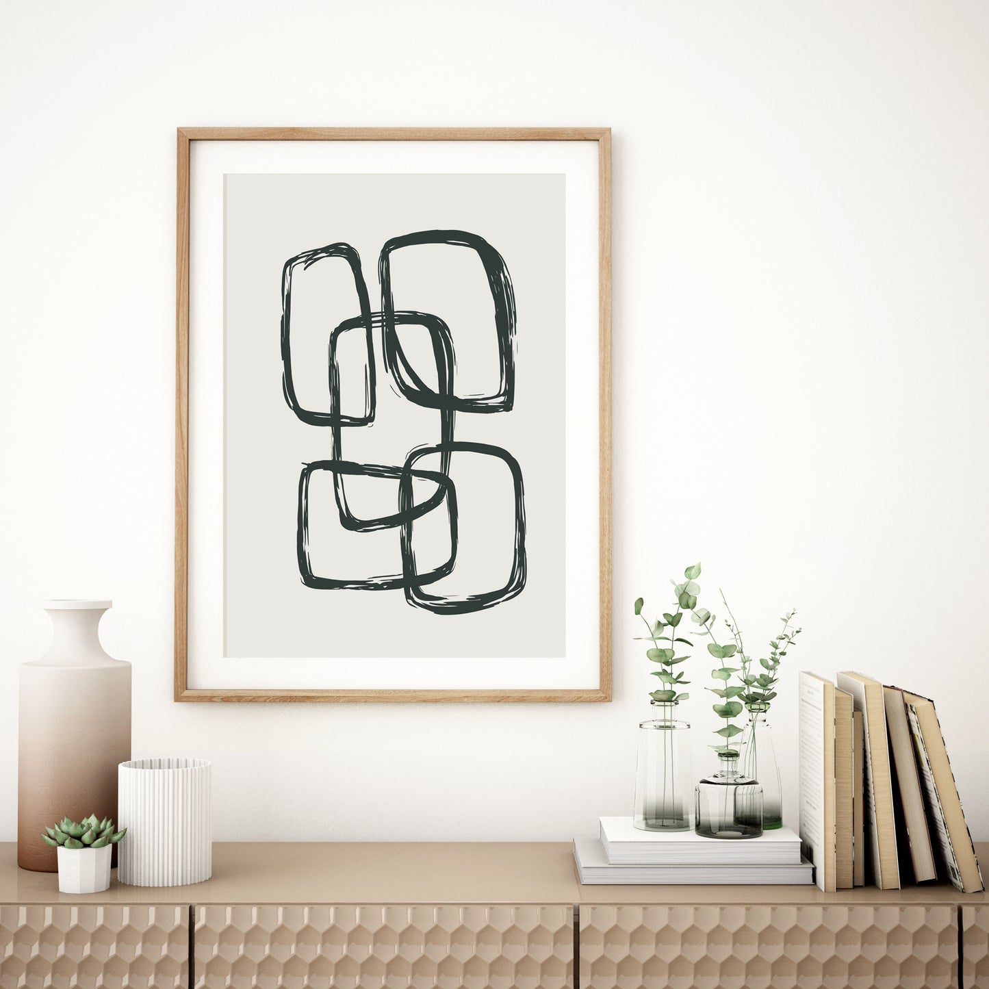 Boho decor. Line drawing. Scandinavian wall art.