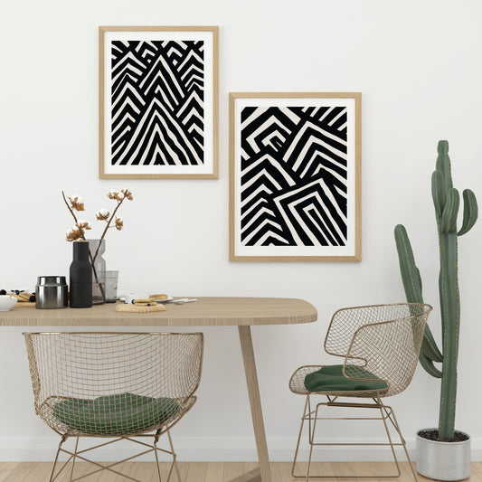 Scandinavian wall art set. Minimalist black and white prints