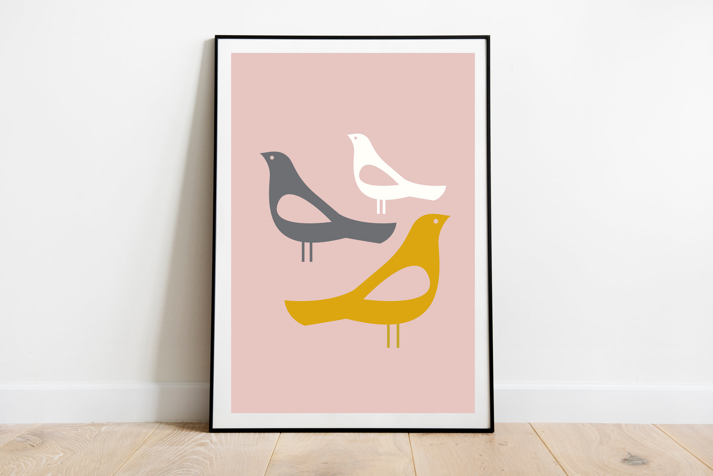 Birds wall art. Mid century style bird print. Birds print.