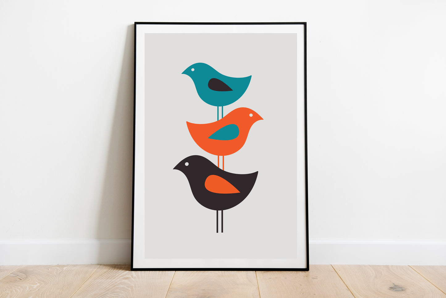 Birds wall art. Mid century bird print. Birds print.