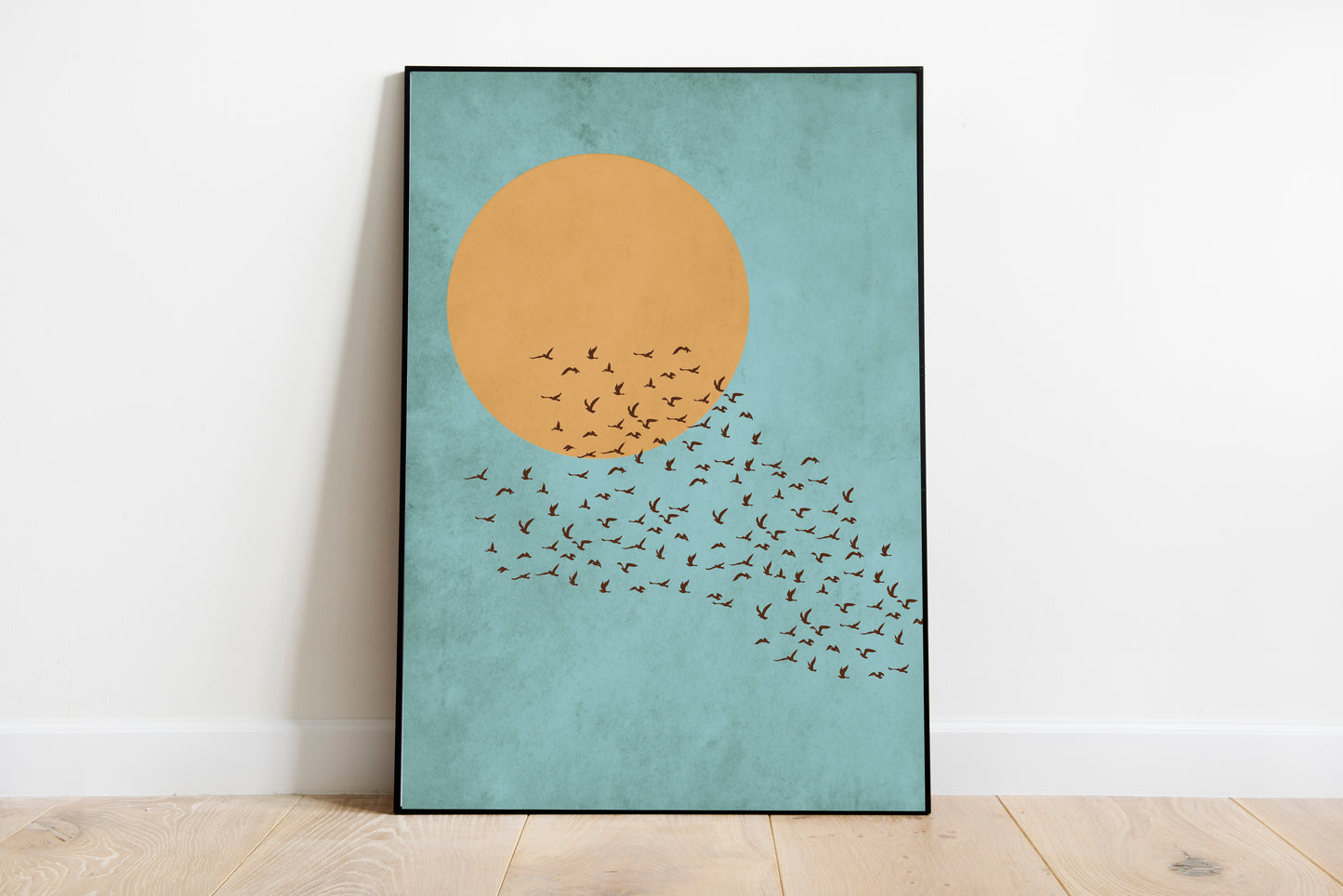 Minimalist Bird wall art. Sun and Bird print. Birds print.