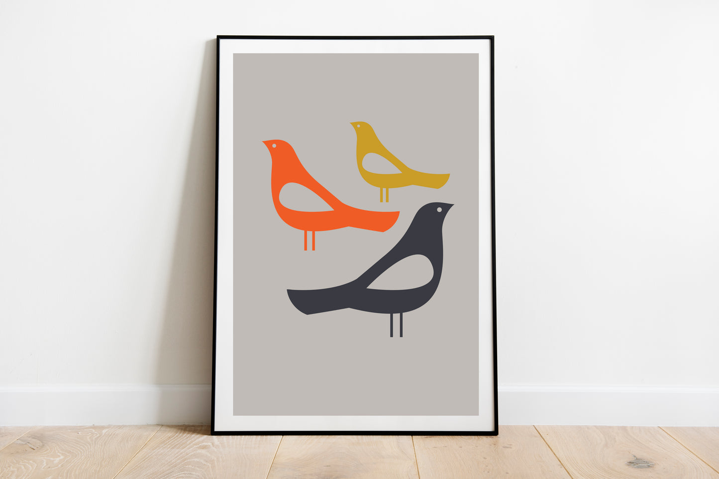 Birds wall art. Mid century style bird print. Birds print.