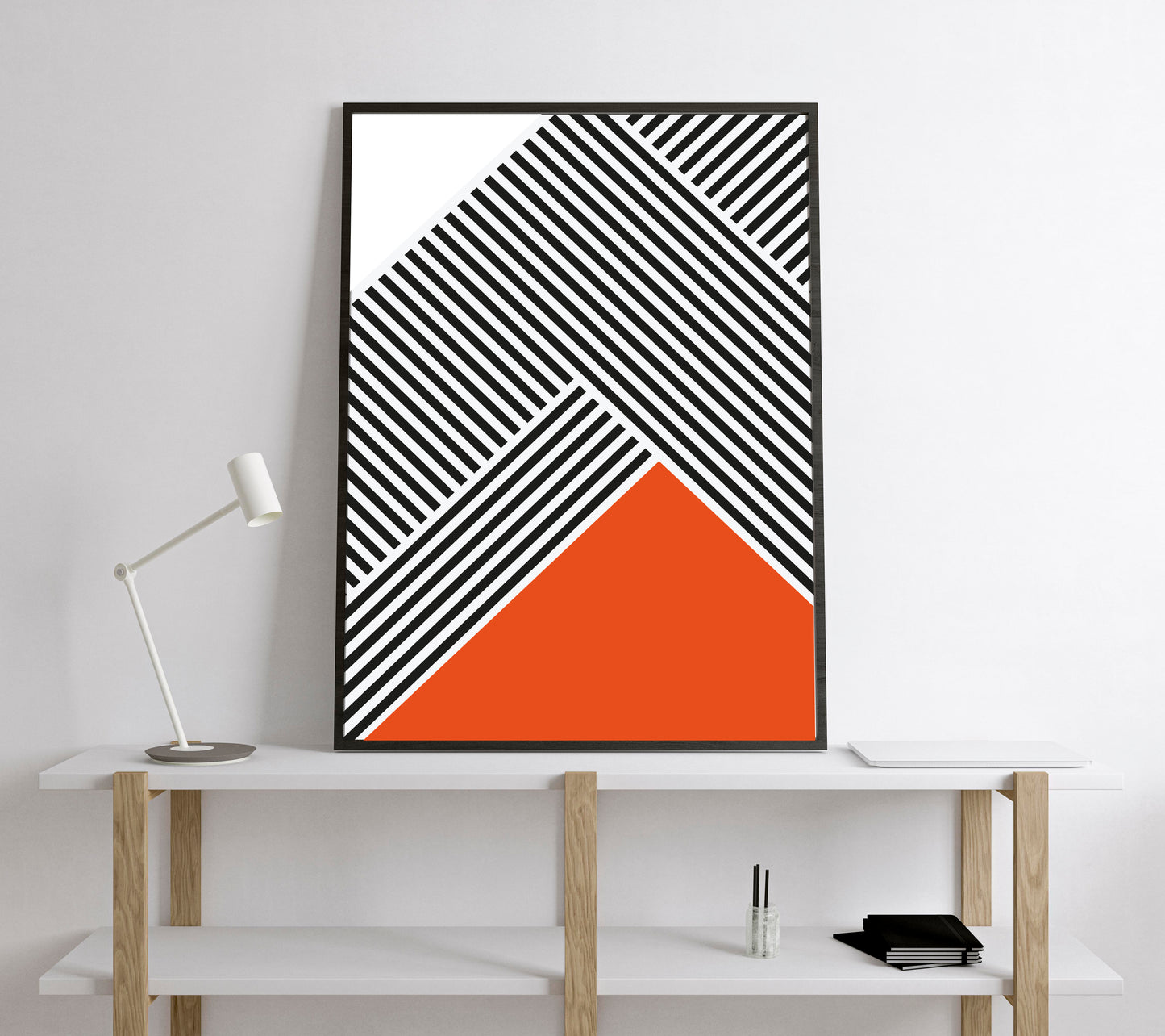 Orange Retro abstract art print. Abstract geometric poster.