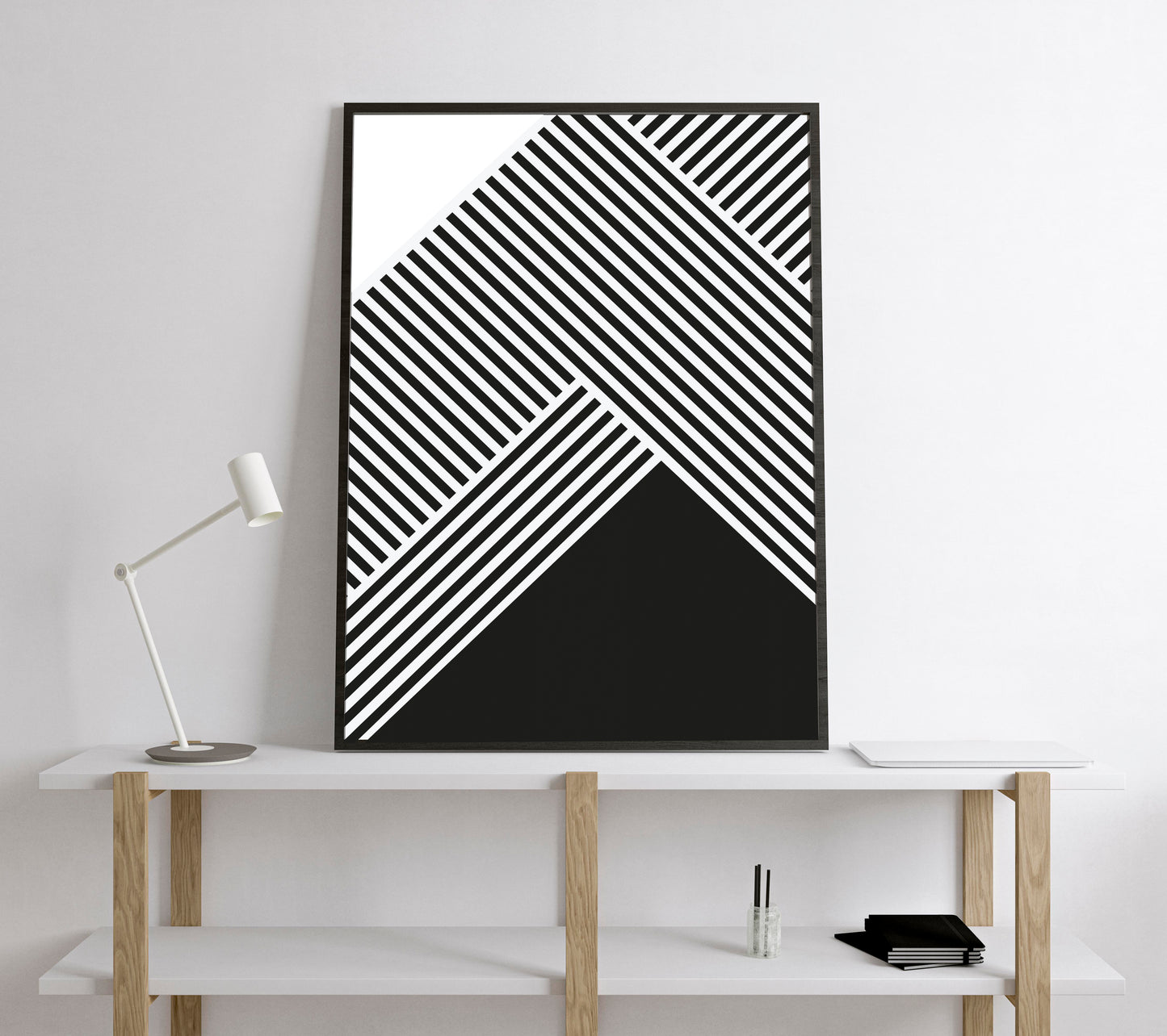 Black and white abstract print. Geometric wall art.