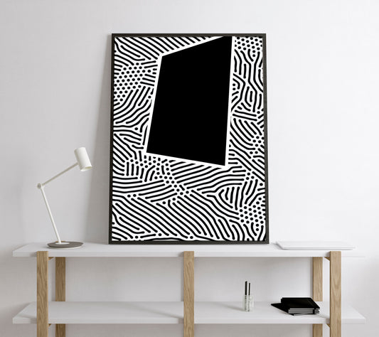 Black and white abstract print. Geometric wall art.