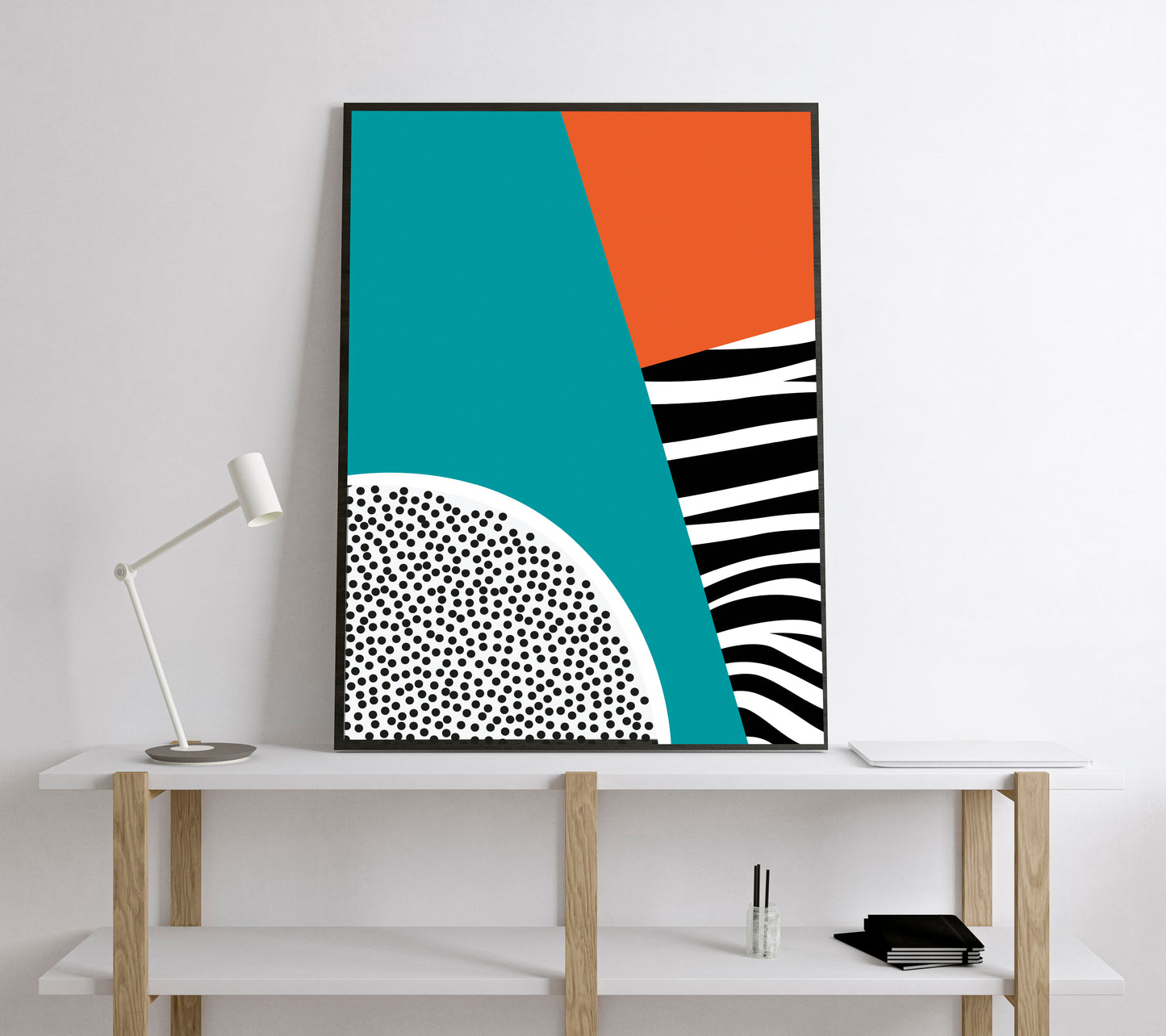 Teal geometric wall art print