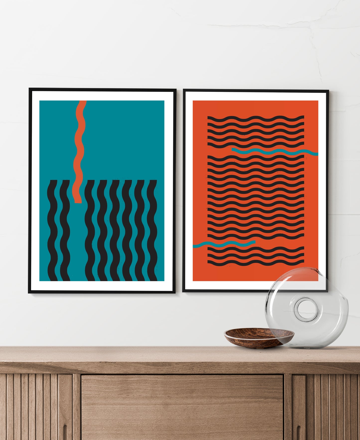 Mid century modern art print set.