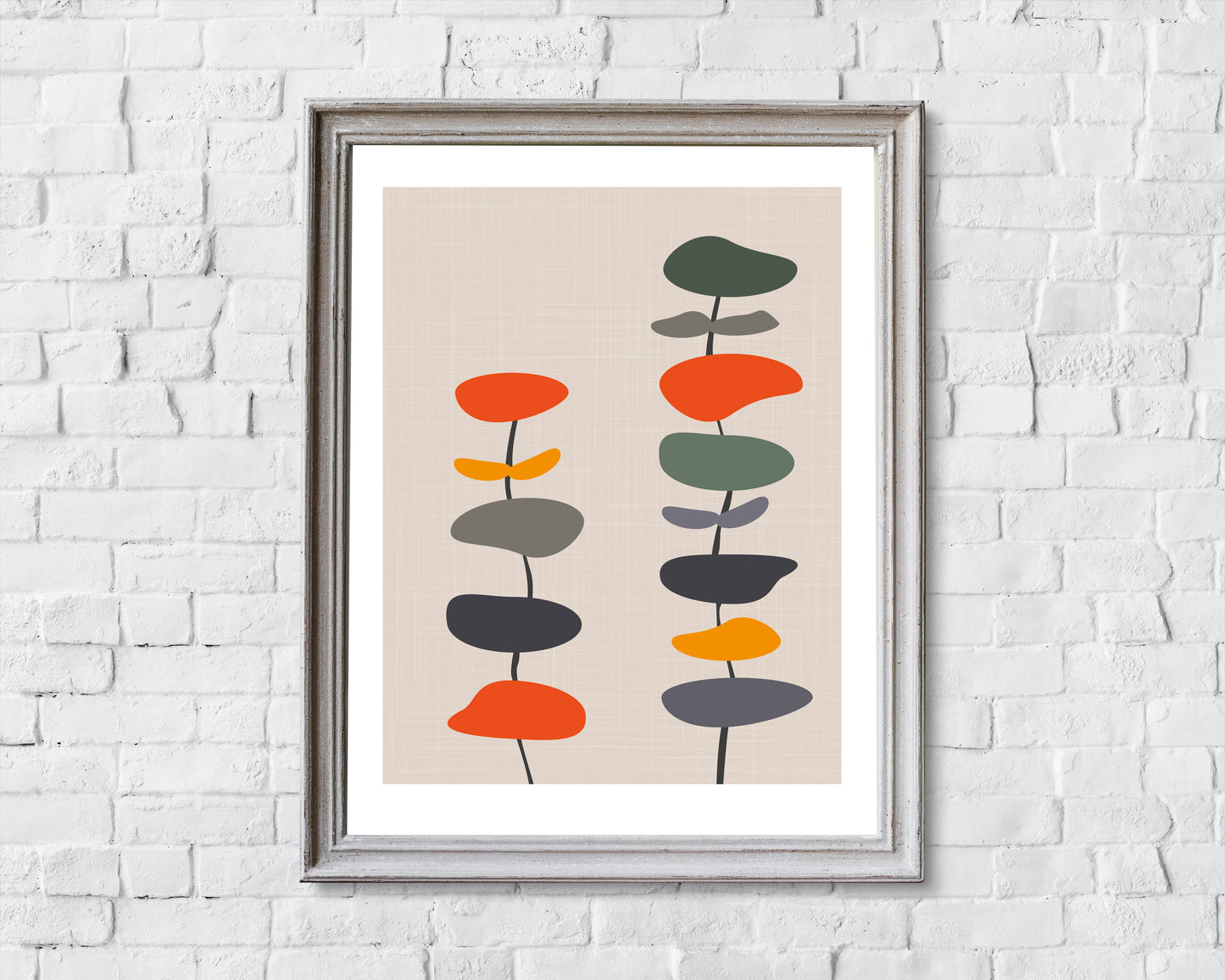 Flower wall art print. Mid century style floral print.