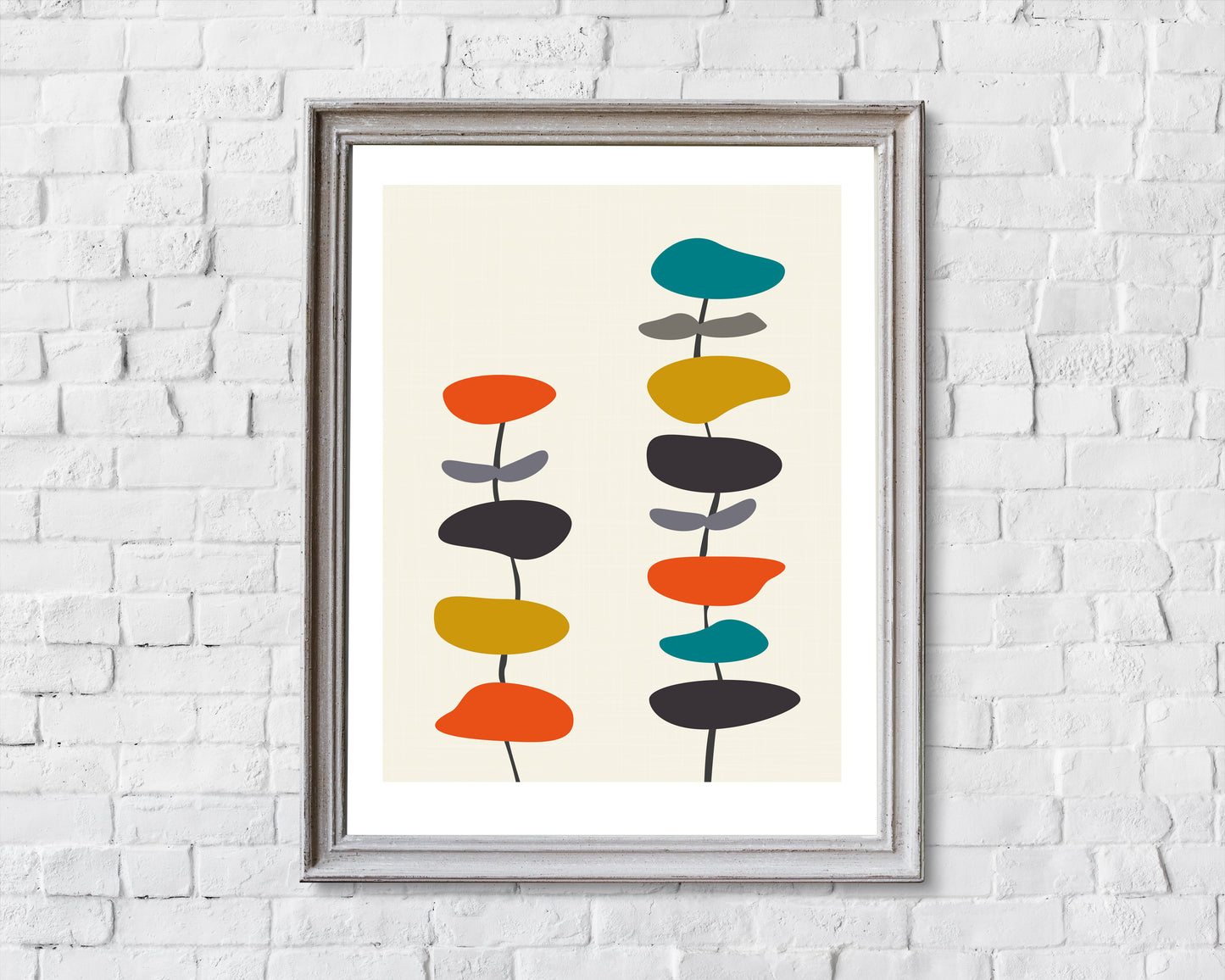 Flower wall art print. Mid century style floral print.