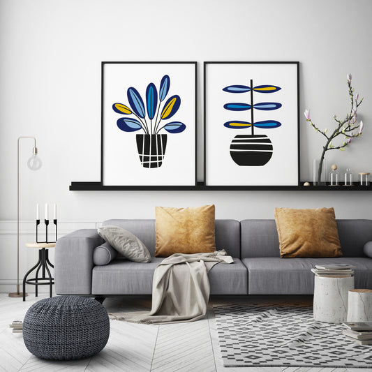 Scandinavian botanical wall art set.