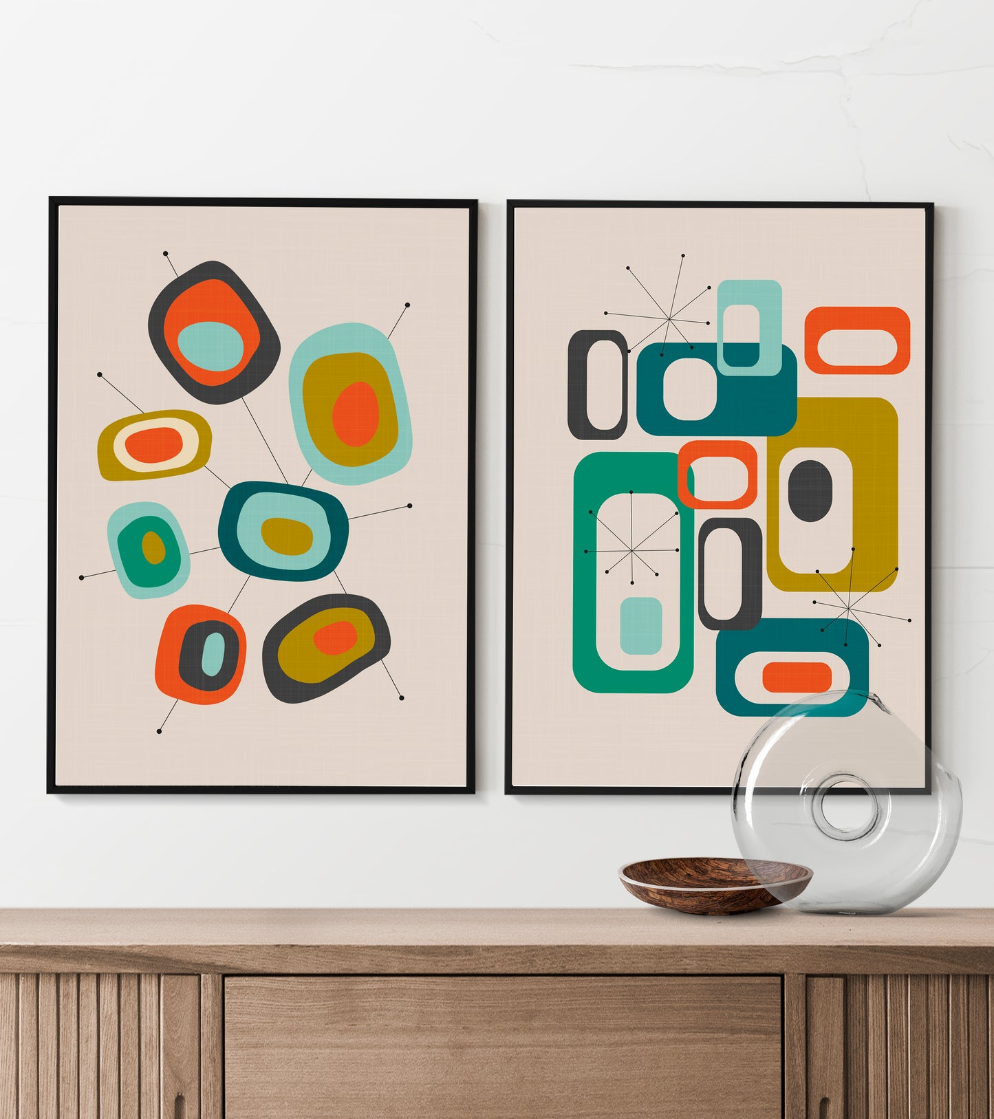 Mid century modern print set.