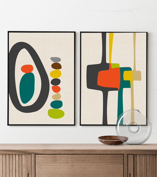 Mid century modern art print set.