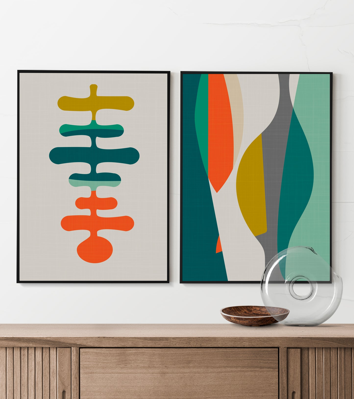 Mid century modern art print set.