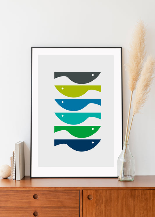 Mid century modern fish print