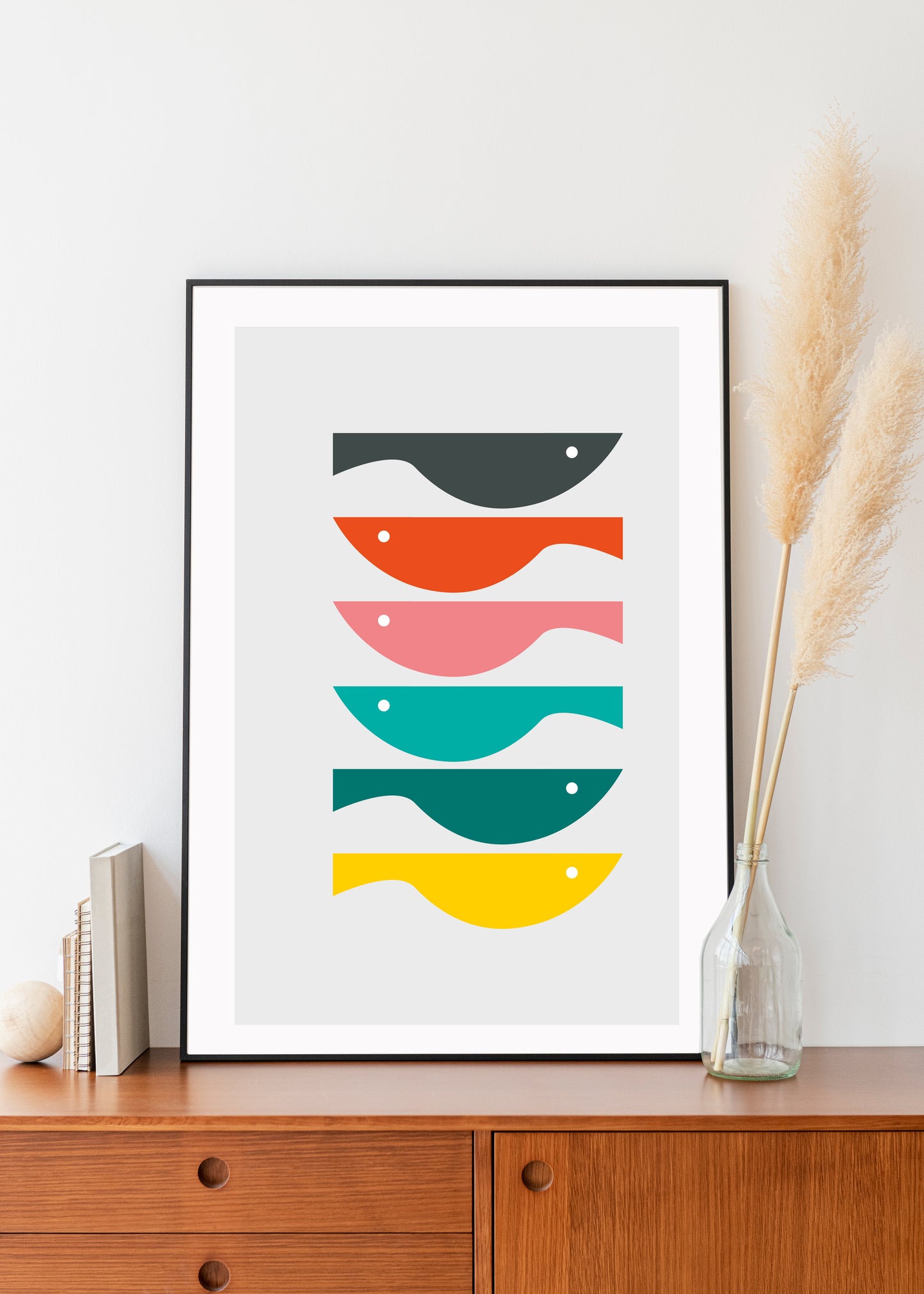 Mid century modern fish print