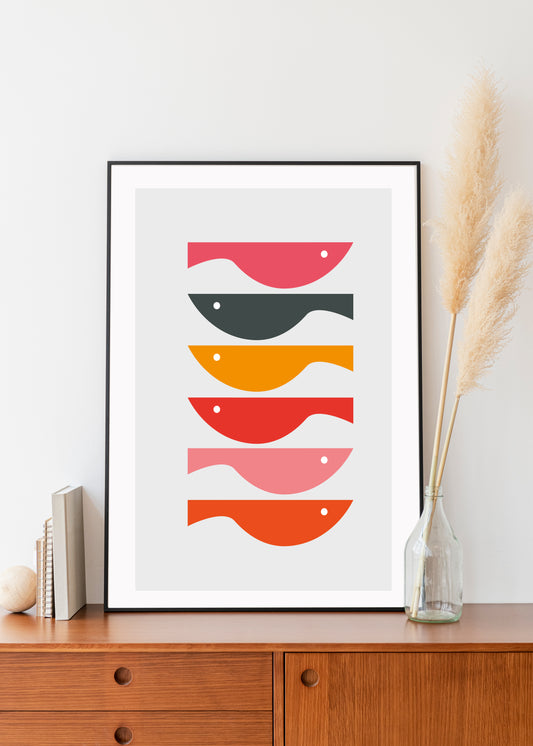 Mid century modern fish print