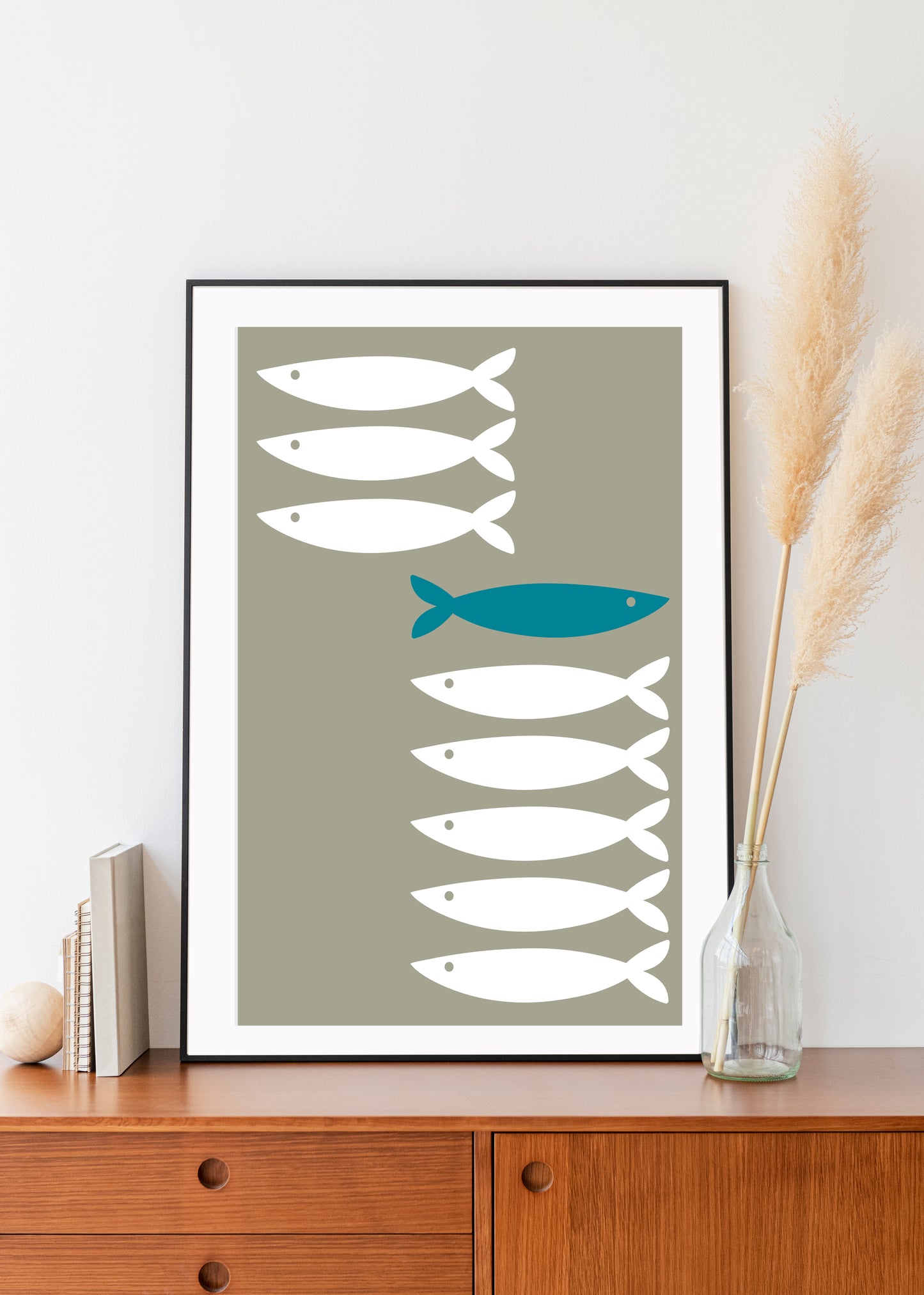 Mid century modern fish print