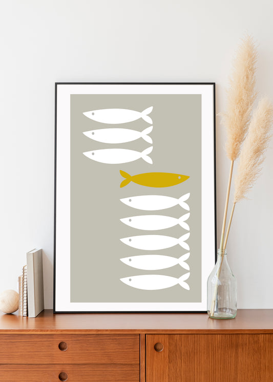 Mid century modern fish print