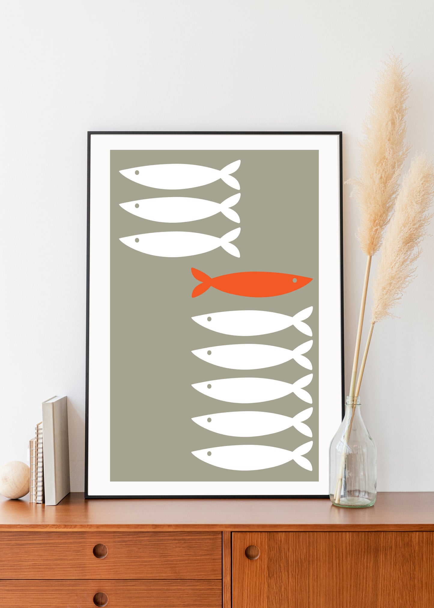 Mid century modern fish print