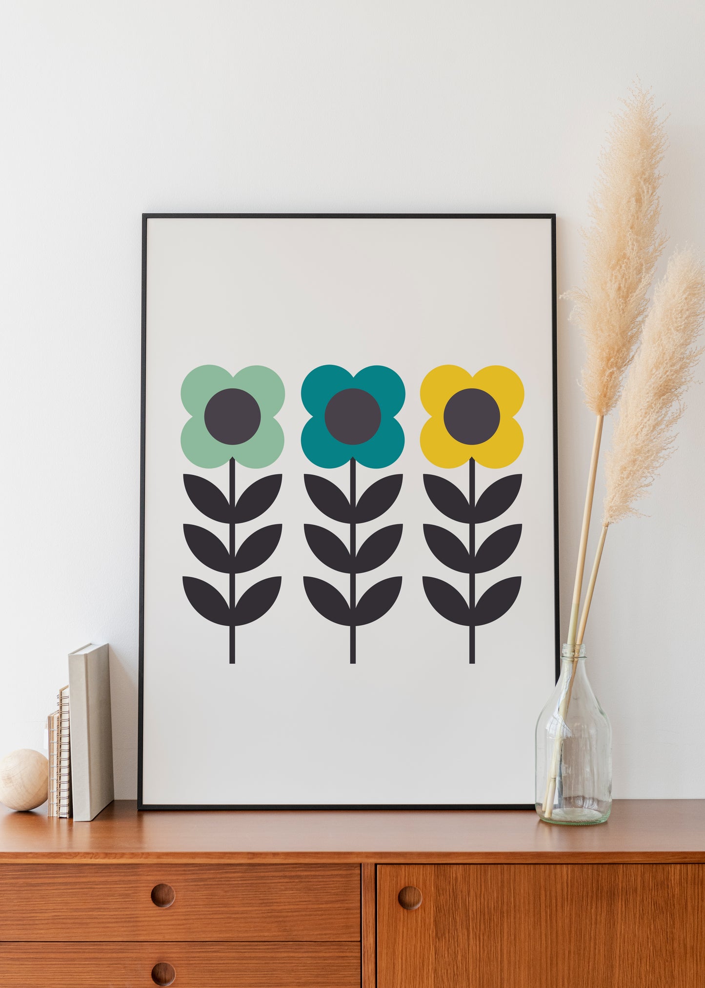 Mid century flower wall print