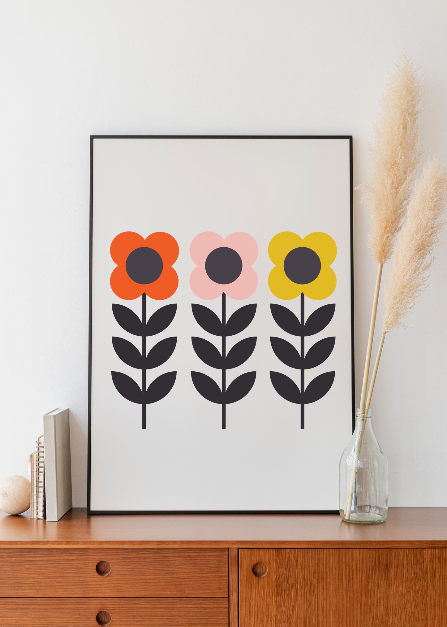 Mid century modern flower wall print